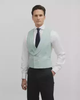 Мужской классический аквамариновый свадебный жилет с круглым вырезом Silbon, цвет Verde Agua