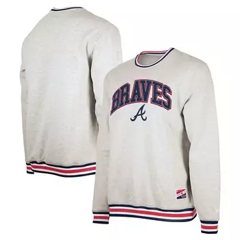 Мужской классический пуловер New Era Heather Grey Atlanta Braves Throwback, цвет Brv Grey