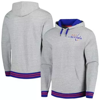 Мужской классический пуловер с капюшоном Mitchell & Ness Heather Grey Washington Capitals из френч-терри