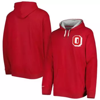 Мужской классический пуловер с капюшоном Mitchell & Ness Scarlet Ohio State Buckeyes из французского терри