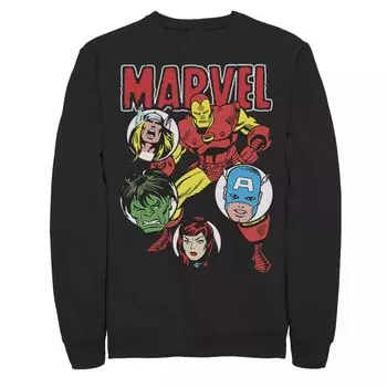 Мужской классический свитшот с кругами и изображением Marvel Avengers Group Shot Licensed Character