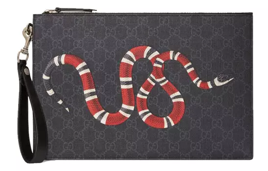 Мужской клатч Gucci со змеей, серый