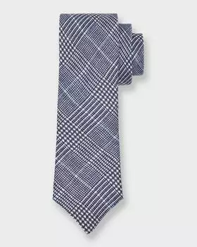 Мужской клетчатый галстук Glen Brunello Cucinelli, цвет Navy