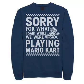 Мужской клетчатый свитшот «Извините» Nintendo Mario Kart Licensed Character