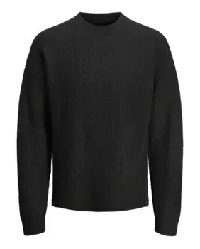Мужской комбинированный свитер с круглым вырезом Jack & Jones, черный