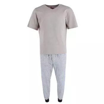 Мужской комплект для бега с V-образным вырезом и клетчатой рубашкой Ten West Apparel, белый/бежевый