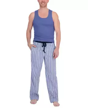 Мужской комплект для сна: майка-алкоголичка и брюки из эластичного трикотажа Hanes Platinum, синий