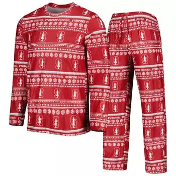 Мужской комплект для сна с длинными рукавами и брюками Concepts Sport Cardinal Stanford Cardinal