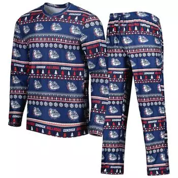 Мужской комплект для сна с футболкой и брюками с длинными рукавами и брюками Concepts Sport Navy Gonzaga Bulldogs