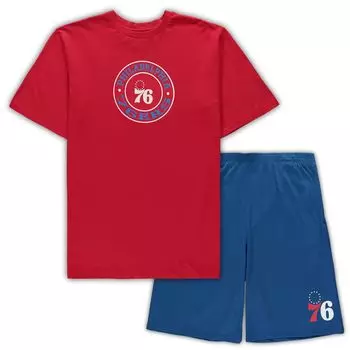 Мужской комплект для сна с футболкой и шортами Concepts Sport Red/Royal Philadelphia 76ers Big & Tall