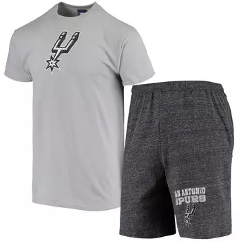 Мужской комплект футболки и шорт Concepts Sport Grey/Heared Charcoal San Antonio Spurs Pitch