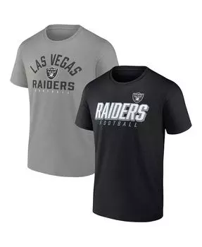 Мужской комплект футболок черного и серебристого цвета с логотипом Las Vegas Raiders Player Pack Fanatics, мультиколор