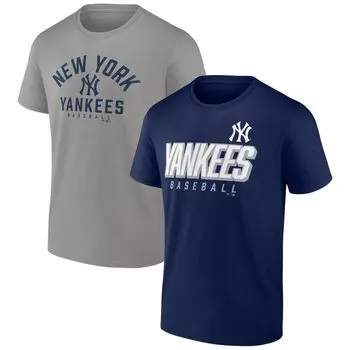 Мужской комплект футболок с фирменным логотипом темно-серого цвета New York Yankees Player Pack Fanatics