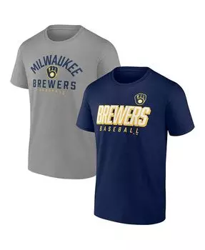 Мужской комплект футболок темно-серого цвета с фирменным логотипом Milwaukee Brewers Player Pack Fanatics, мультиколор
