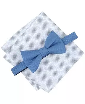 Мужской комплект галстука-бабочки с гео-узором и нагрудного платка в горошек Alfani, синий