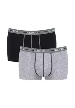 Мужской комплект Hipster, набор из 2 шт. — коробка Start Hipster C2P, шорты-боксеры, хлопок sloggi, цвет Schwarz Grau