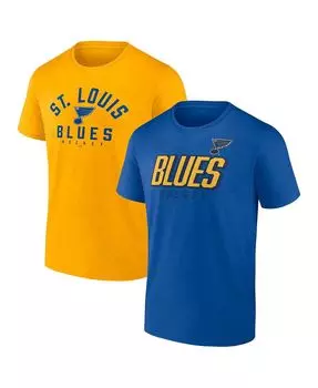 Мужской комплект из двух футболок с фирменным логотипом St. Louis Blues Wordmark синего и золотого цвета Fanatics