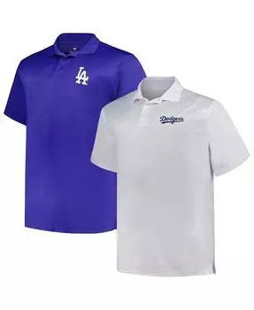 Мужской комплект из двух однотонных рубашек-поло белого цвета Royal Los Angeles Dodgers Big and Tall Profile, белый
