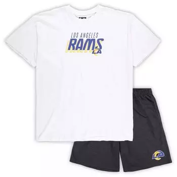 Мужской комплект из футболки и шорт Concepts Sport белый/темно-серый Los Angeles Rams Big & Tall