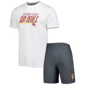 Мужской комплект из футболки и шорт для даунфилда Sun Devils Concepts Sport угольного/белого цвета штата Аризона Sun Devils