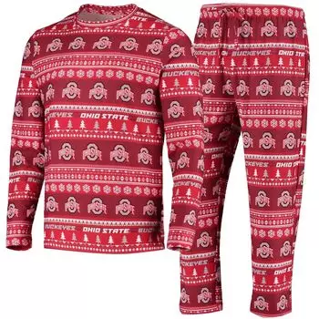 Мужской комплект из топа и брюк с длинными рукавами Concepts Sport Scarlet Ohio State Buckeyes Ugly Sweater