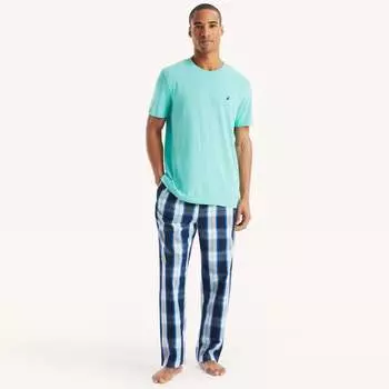 Мужской комплект пижамных брюк в клетку Nautica, цвет poolside aqua