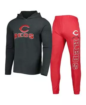 Мужской комплект с худи и джоггерами Heather Red, Heather Charcoal Cincinnati Reds Meter Concepts Sport