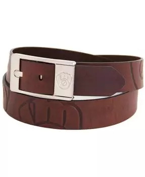 Мужской коричневый кожаный ремень Milwaukee Brewers Brandish Eagles Wings