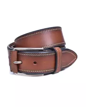 Мужской коричневый кожаный ремень с подкладочной пряжкой Miguel Bellido