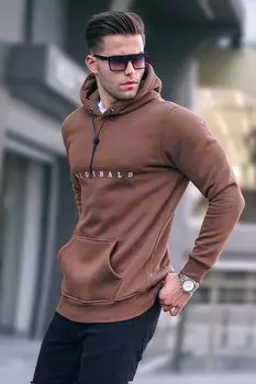 Мужской коричневый свитшот с принтом 5340 MADMEXT