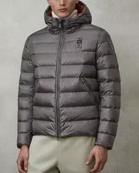 Мужской короткий пуховик с перьями Blauer, серый