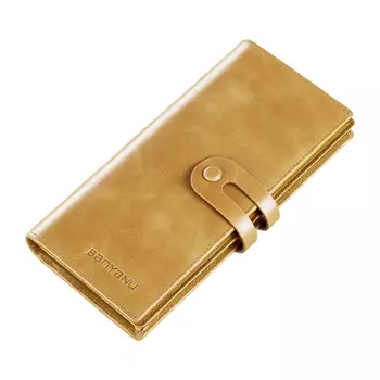 Мужской кошелек Banyanu, Абрикосовый желтый (первый слой коровьей кожи) – кисть против кражи.