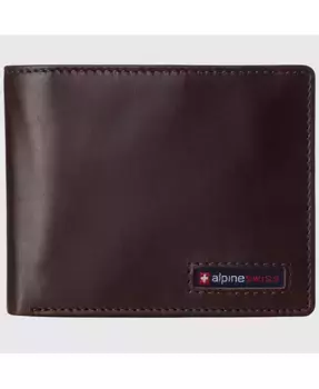 Мужской кошелек Commuter RFID с двумя окошками для удостоверений и отделением для купюр Alpine Swiss, коричневый