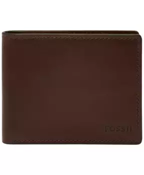 Мужской кошелек Derrick RFID с двумя отделениями Fossil, коричневый