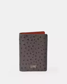 Мужской кошелек для карт из страусиной кожи Yanko, цвет Topo
