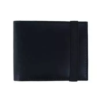 Мужской кошелек двойного сложения с эластичным ремешком-фиксатором CTM, черный