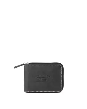 Мужской кошелек из черной воловьей кожи Stamp, чёрный