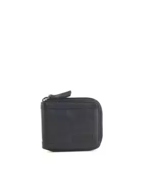 Мужской кошелек из черной вымытой кожи Stamp, чёрный