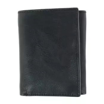 Мужской кошелек из кожи американского бизона с RFID-картой тройного сложения CTM, черный