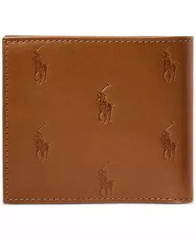 Мужской кошелек из кожи пони со складками Polo Ralph Lauren, бежевый