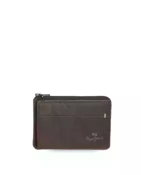Мужской кошелек из штапельного материала с визитницей из коричневой кожи Pepe Jeans, коричневый
