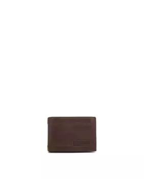 Мужской кошелек из выстиранной коричневой кожи Stamp, темно-коричневый