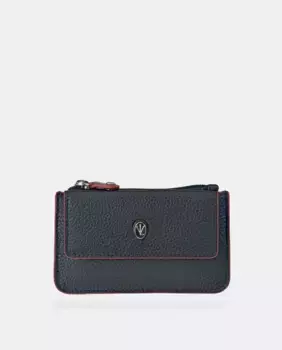 Мужской кошелек на молнии из черной и красной кожи Victorio & Lucchino