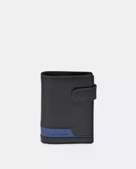 Мужской кошелек с портмоне PIERRE CARDIN из кожи черного/синего цвета