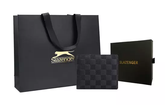 Мужской кошелек Slazenger, Короткая брендовая подарочная коробка зеленого авокадо + подарочный пакет