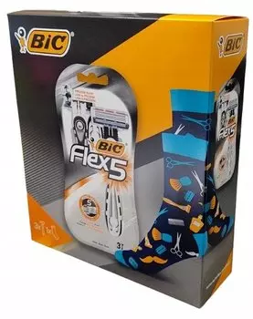 Мужской косметический набор Bic Flex 5, набор бритв из 3 шт. + носки