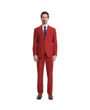 Мужской костюм Hybrid-Fit из 3 предметов: пиджак, жилет и брюки с вырезом лацканом Stacy Adams, красный