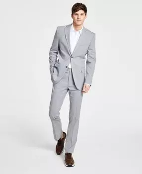 Мужской костюм из эластичной ткани с современной посадкой DKNY, светло-серый