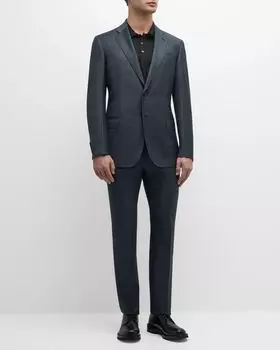 Мужской костюм из фактурной шерсти Emporio Armani, цвет Solid Medium Blue