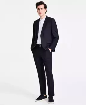Мужской костюм Modern-Fit из смесовой шерсти Hugo Boss, синий